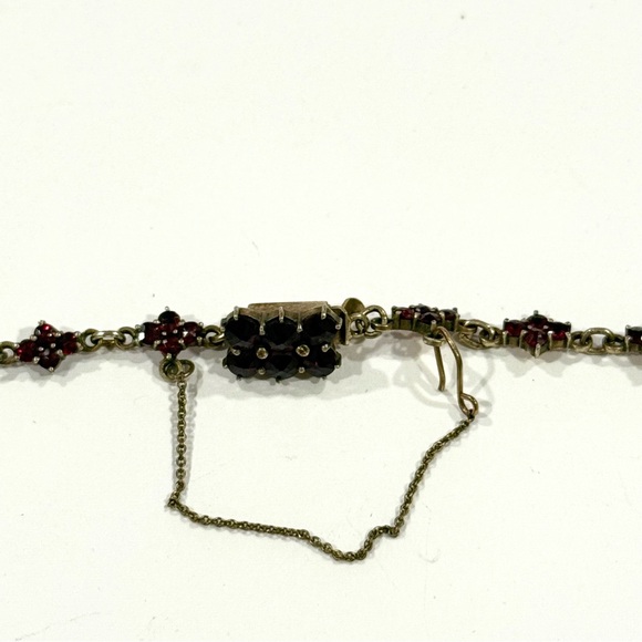 Vintage Red Garnet Bohemian Necklace & Screwback Earrings Set Victorian Revival - Picture 13 of 16